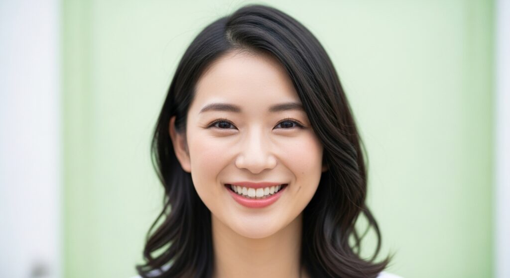 笑顔の女性の顔写真