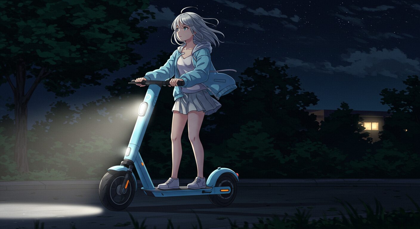 電動キックボードに乗るアニメの女の子
