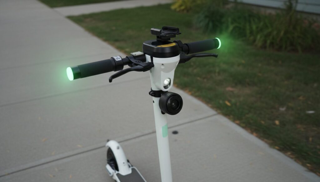 光るハンドルグリップ付き電動キックスケーター