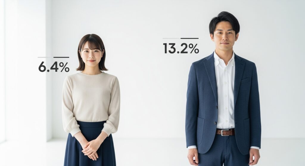 男女とそれぞれの割合を示すグラフ