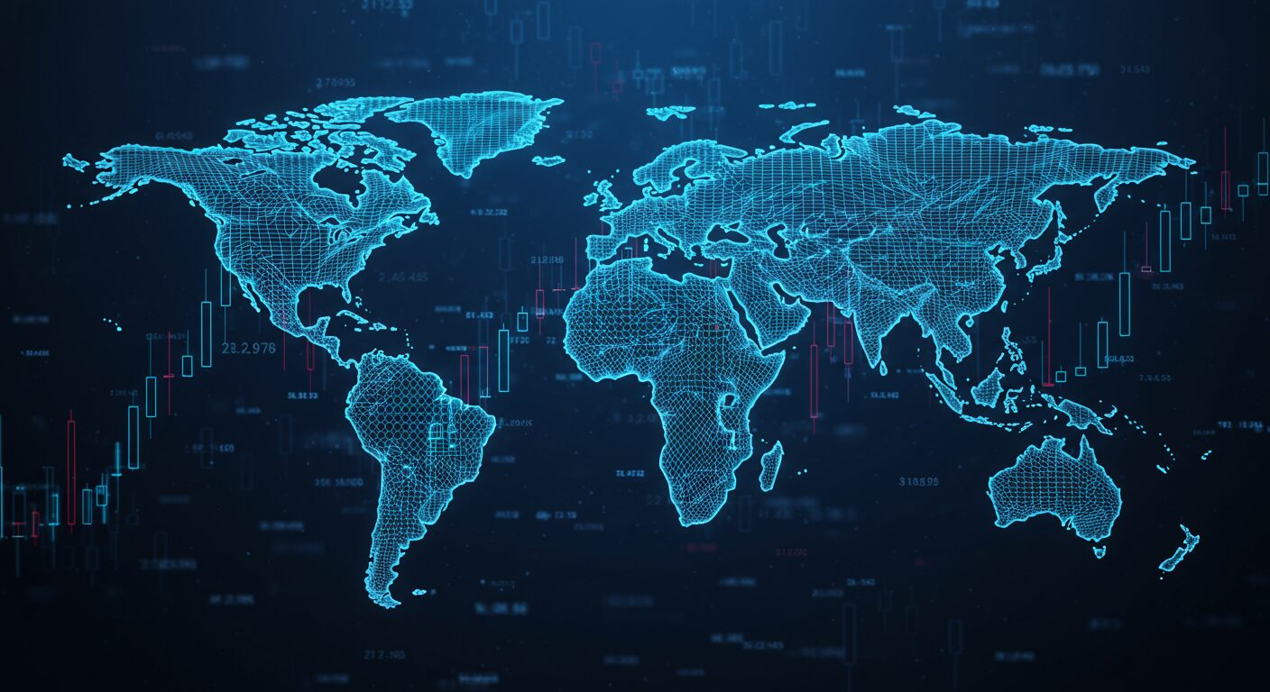 世界の株価チャート青色背景