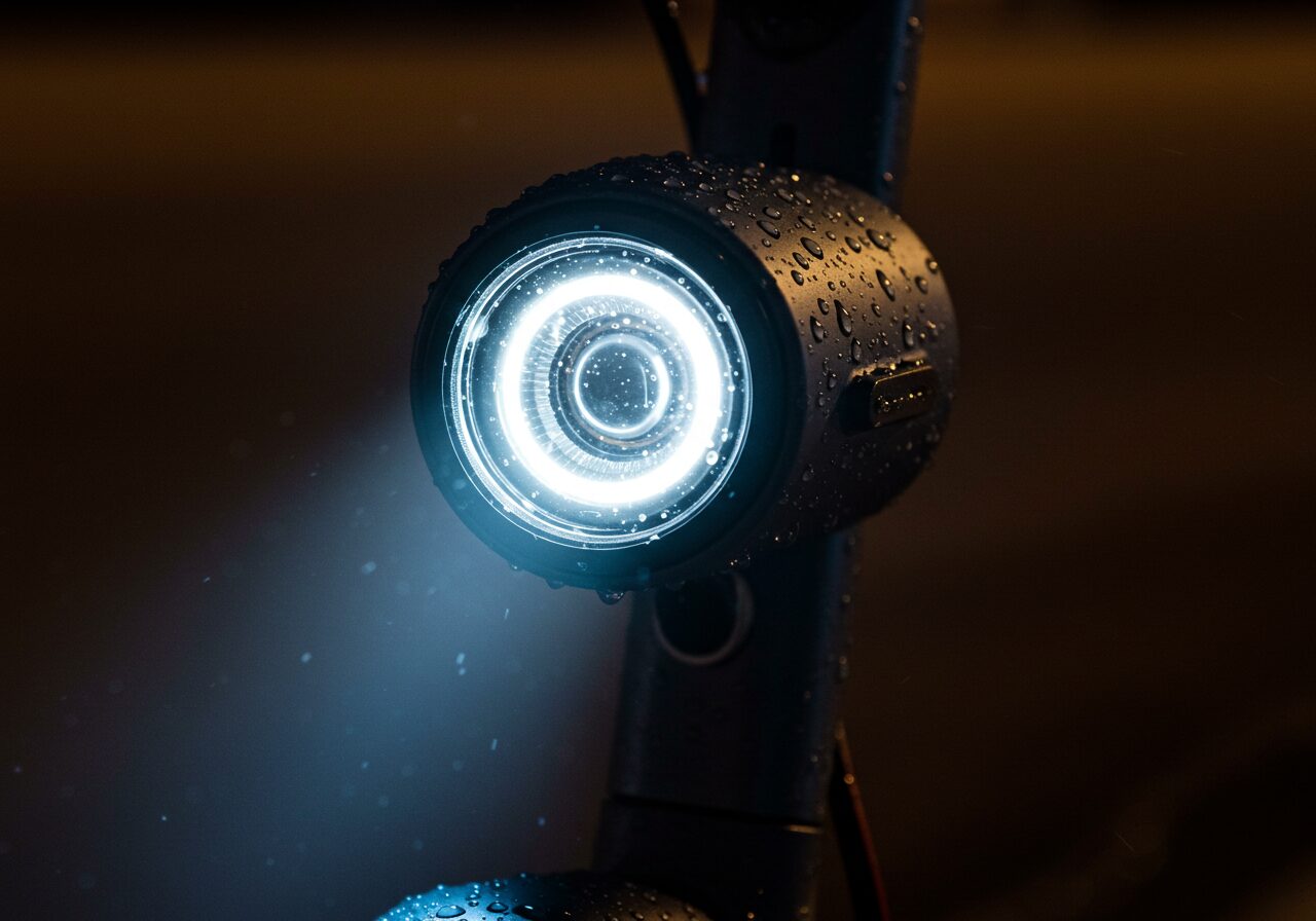 水滴のついた自転車用ライト