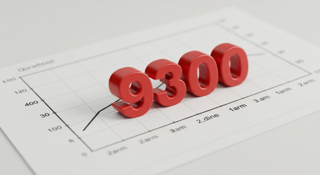 グラフ上の赤い数字9300