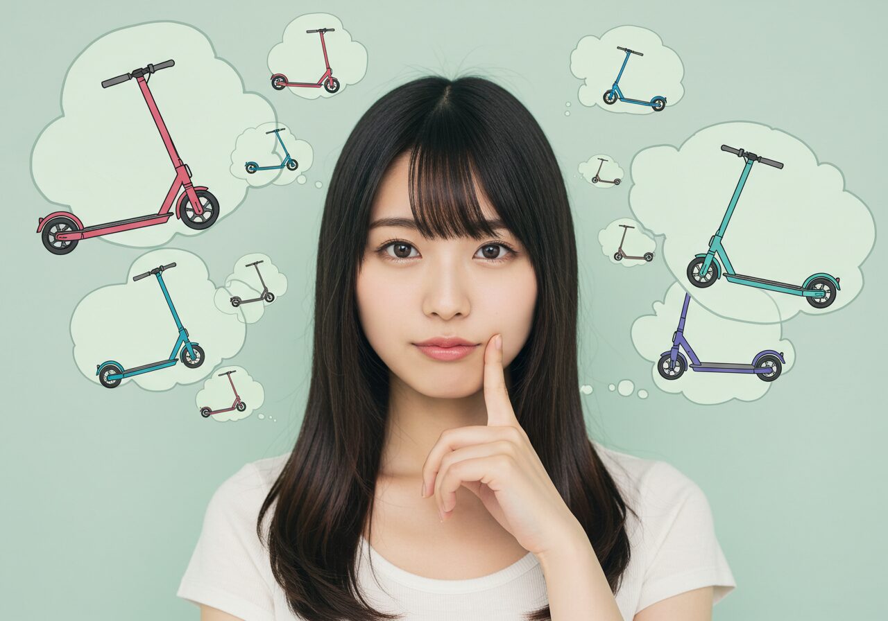 電動キックスケーター選びに悩む女性