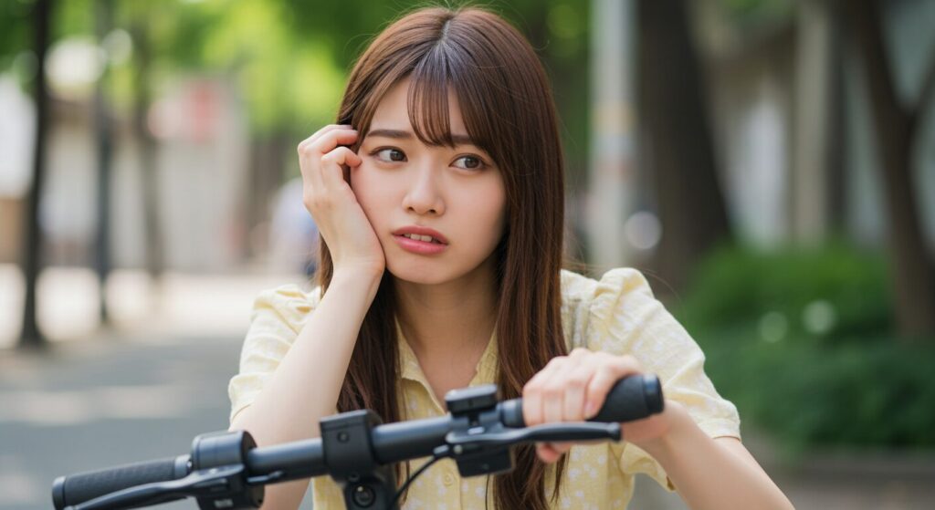 電動キックボードに乗る女性