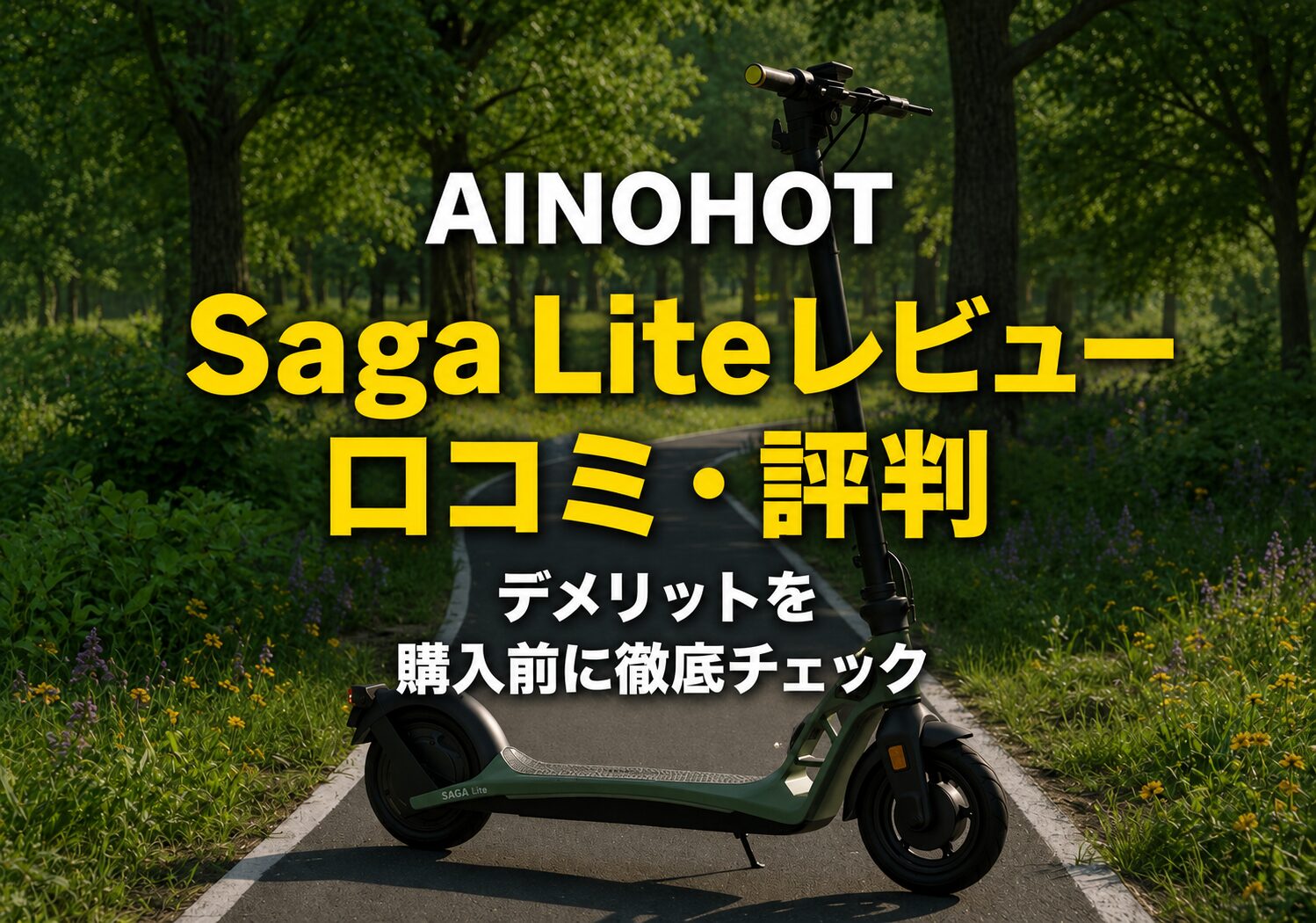 AINOHOT Saga Liteの口コミ・評判を紹介する記事のアイキャッチ画像。デメリットと実力を購入前に徹底レビュー。