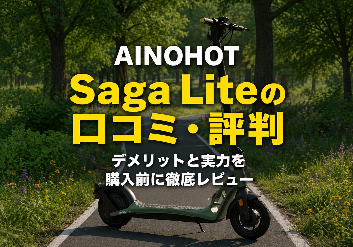 AINOHOT Saga Liteの口コミ・評判を紹介する記事のアイキャッチ画像。デメリットと実力を購入前に徹底レビュー。