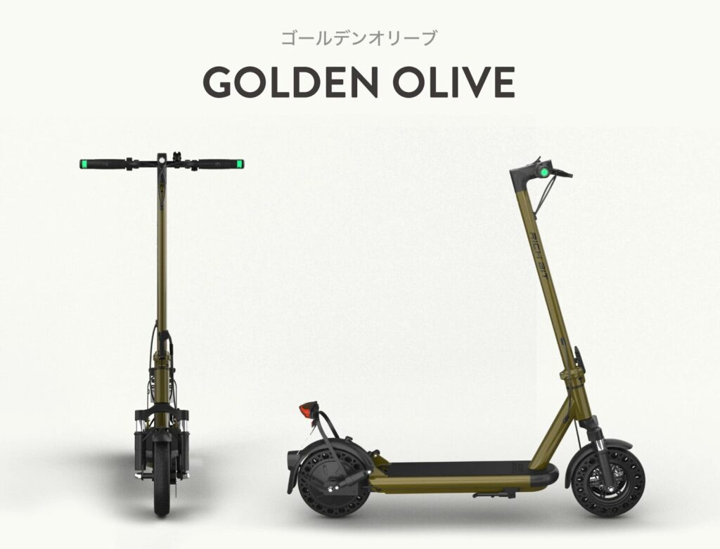 オリーブ色の電動キックスケーター