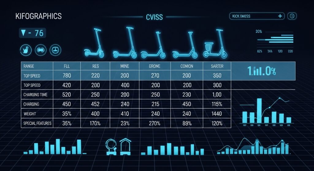 電動キックスケーターの比較表とグラフ