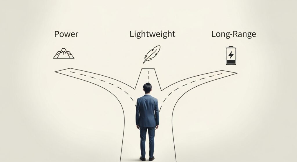 岐路に立つビジネスマンのイメージ図