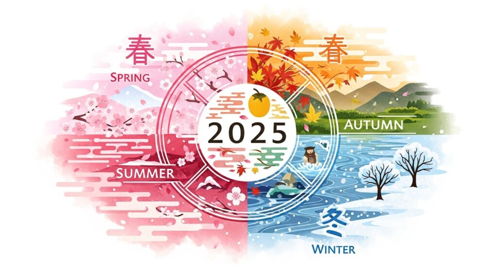 日本の四季をイメージした2025年のカレンダーイラスト