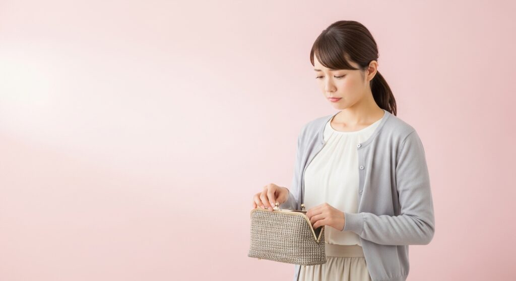 財布の中身を確認する女性