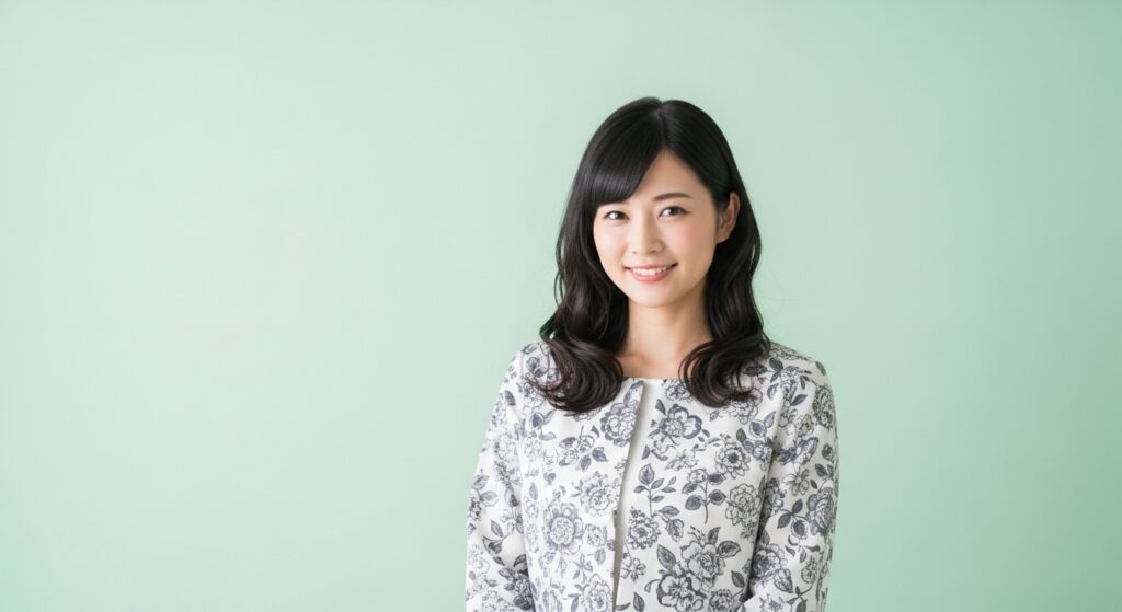 笑顔の女性 花柄のジャケット姿