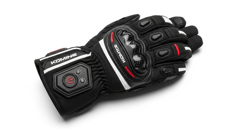 黒いバイク用電熱グローブ