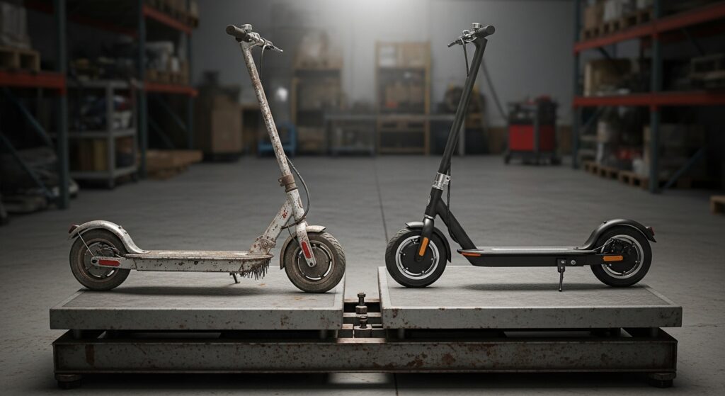 古い電動キックスケーターと新しい電動キックスケーター