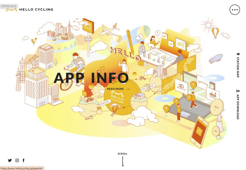 HELLO CYCLINGのアプリ紹介イラスト