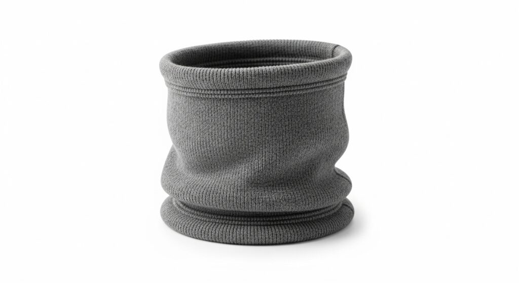 灰色のニットネックウォーマー
