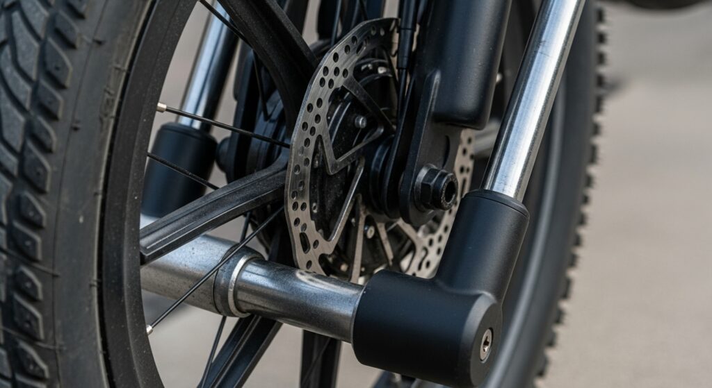自転車の前輪とディスクブレーキ