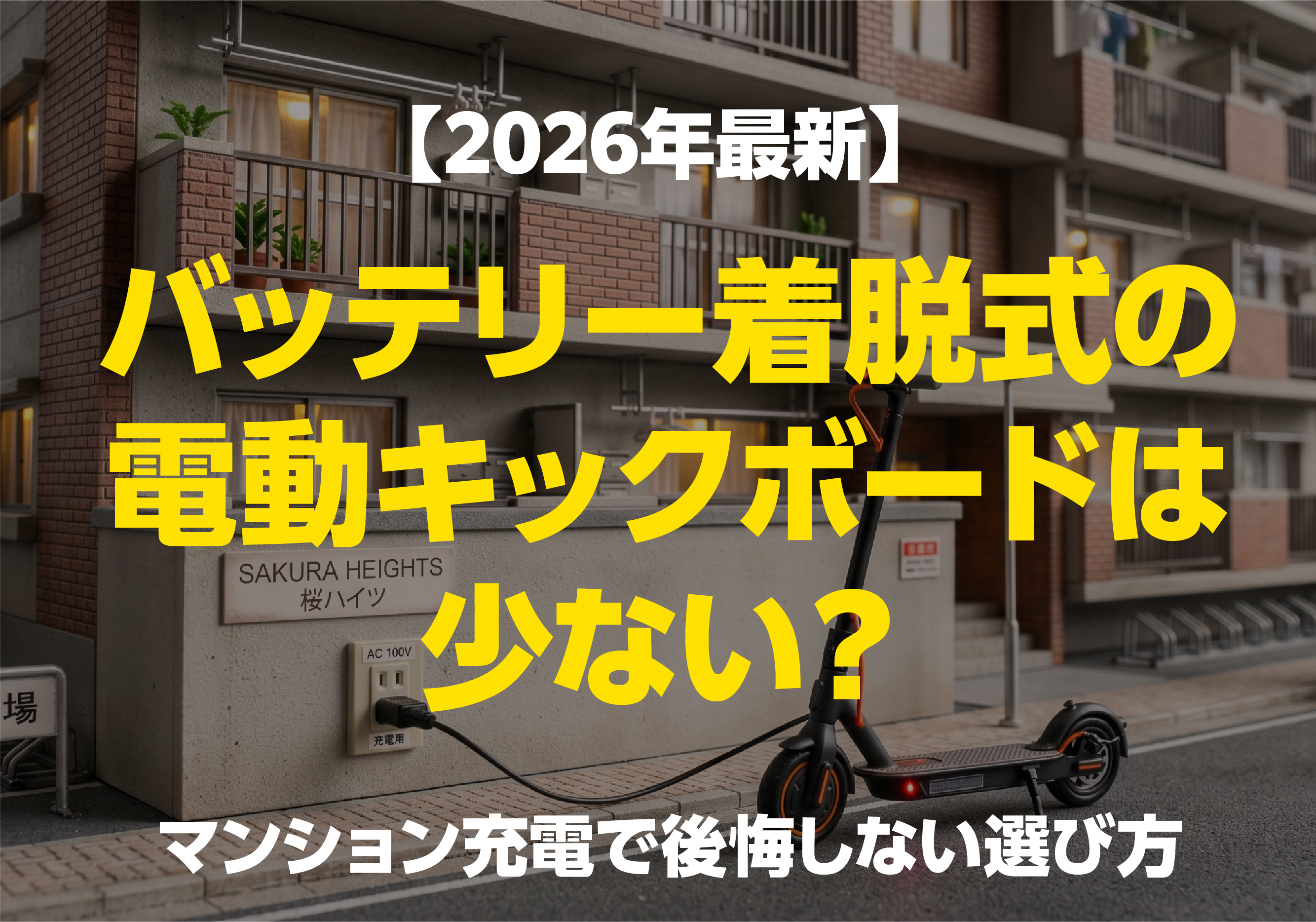 【2026年最新】バッテリー着脱式の電動キックボードは少ない？マンション充電で後悔しない選び方